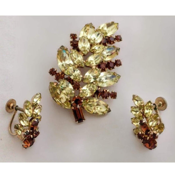 Sherman Rhinestone Brooch & Earring Set -Mint condition