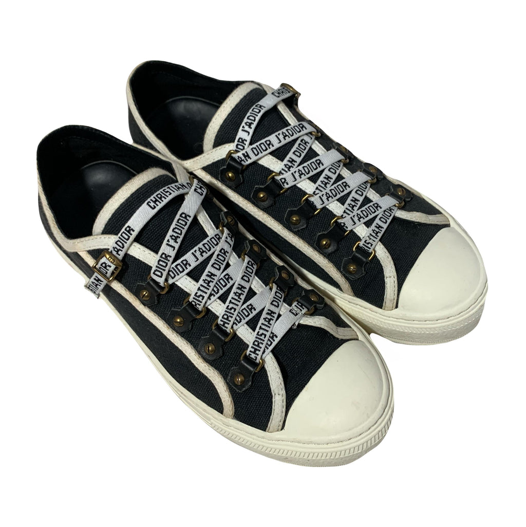 Walk’n’Dior black canvas sneakers, J’Adior signature, gold-finish detailing