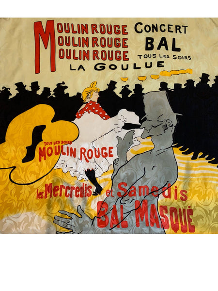 Moulin Rouge La Goulue Collectible Toulouse-Lautrec Rare Made in France Square Scarf for Art Lovers