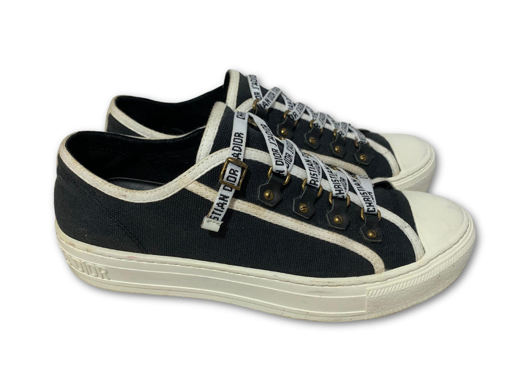 Christian Dior black cotton canvas sneakers with rubber sole and star motif