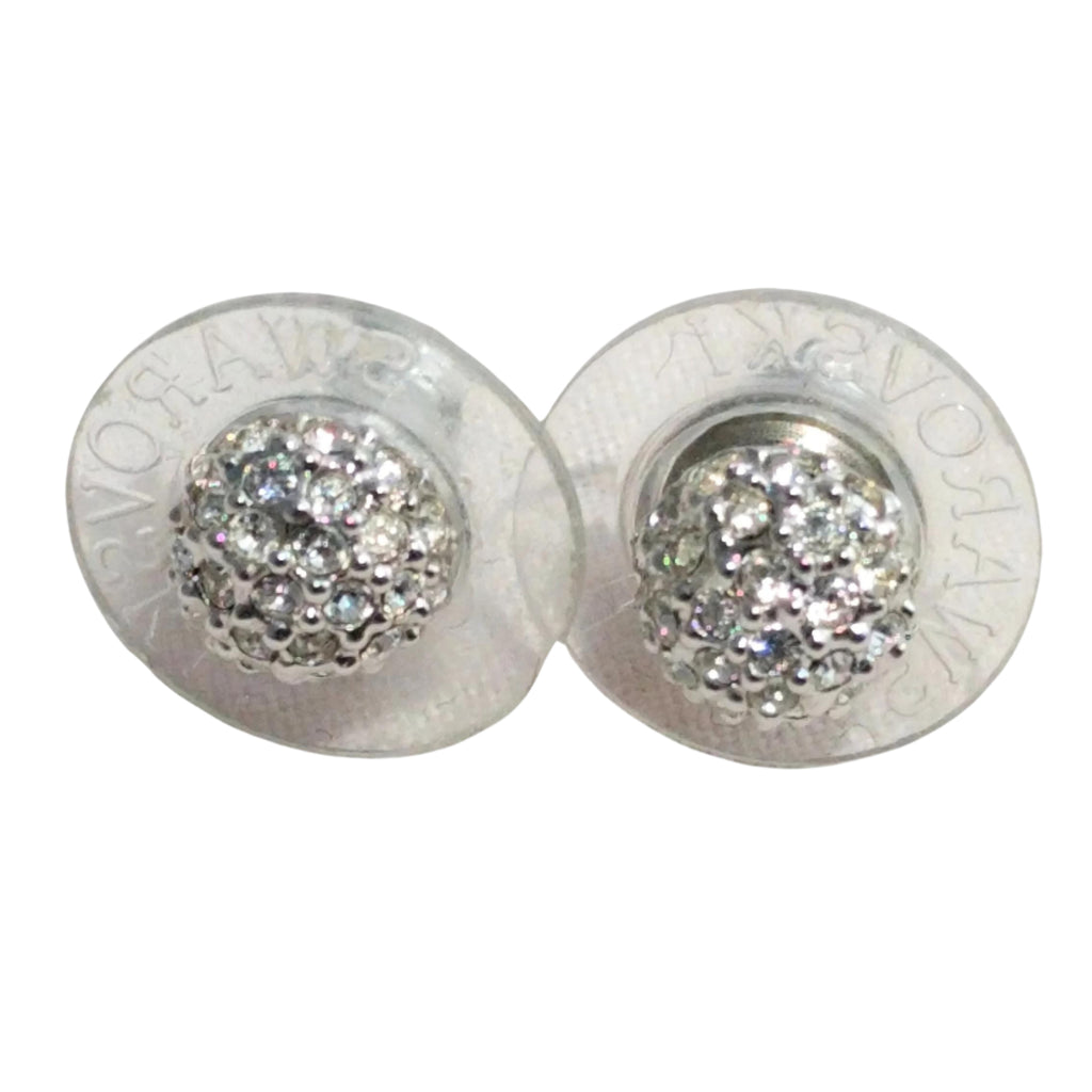 Swarovski Diamanta Pave Earrings with Red Crystal Cluster Jackets – Rhodium-Plated Dangle, 1.5" Long, Original Box