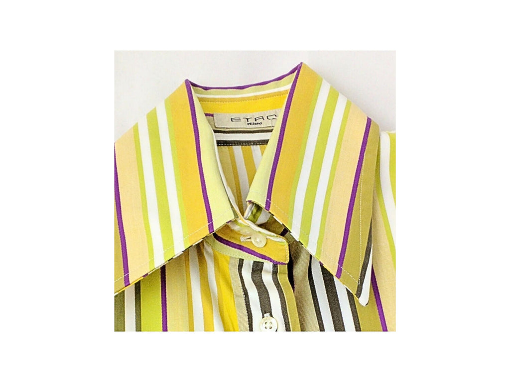 Luxury ETRO Milano women’s button-up shirt, long sleeves, multicolor stripes