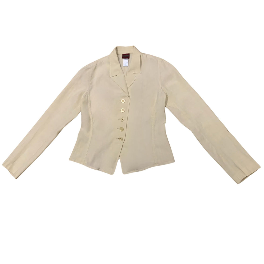 Vintage Kenzo Paris fashion, structured blazer, sophisticated neutral tones