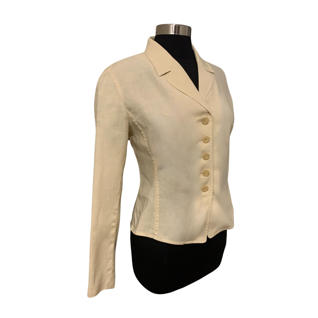 Kenzo Paris beige linen-blend jacket, structured waist-length blazer, size 40 FR (EU 38)
