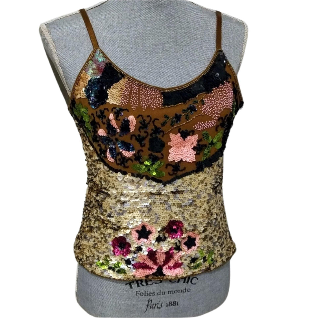 Luisa Cerano Sequin top multicolored sequin tank top sequin NWT sequin designer top