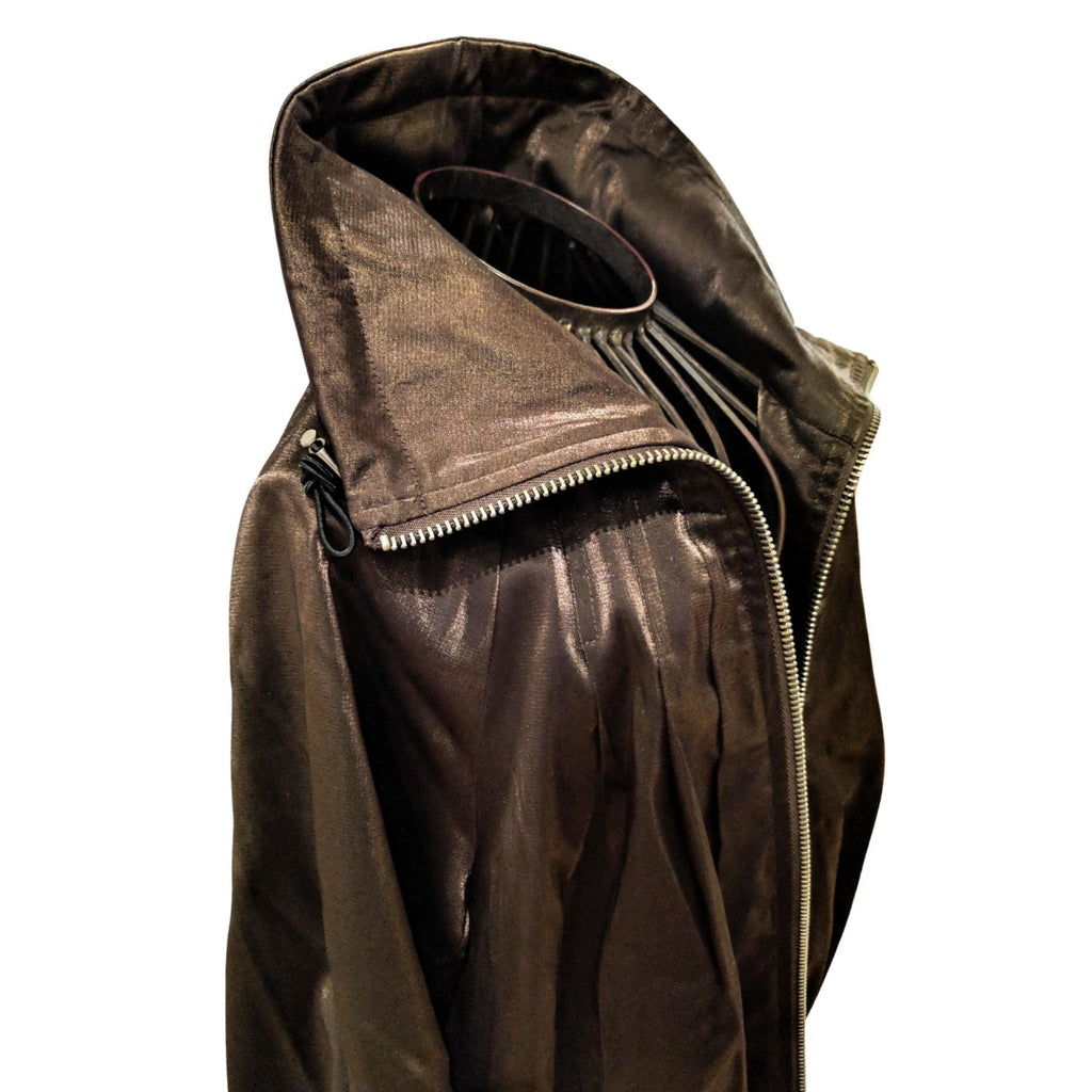Designer DKNY bomber blazer, metallic brown, urban-inspired luxury fashion