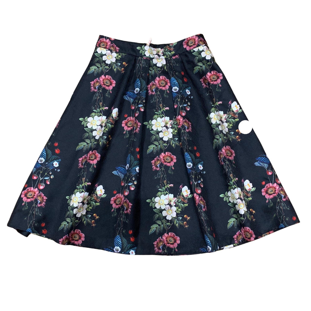 Ted Baker Bevly Oracle Floral Jacquard Skirt, A-Line Pleated, Size 2 US 6