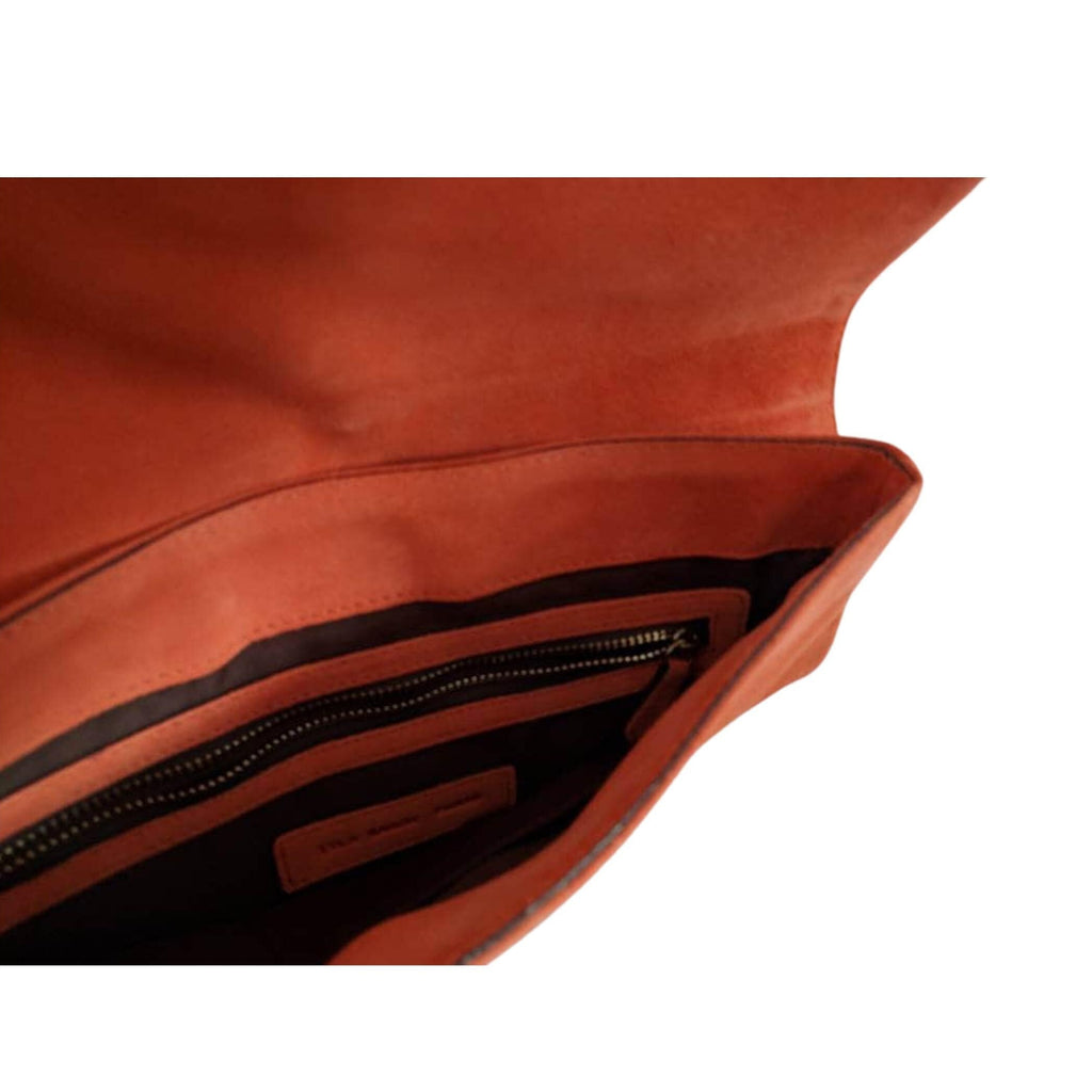 Pre-loved Tila March Romy clutch, suede and leather, elegant handbag
