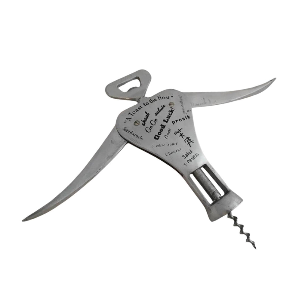 Vintage Carlo Gemelli 1950s Corkscrew & Bottle Opener Set – “Barman” Double Lever Design, Made in Italy
