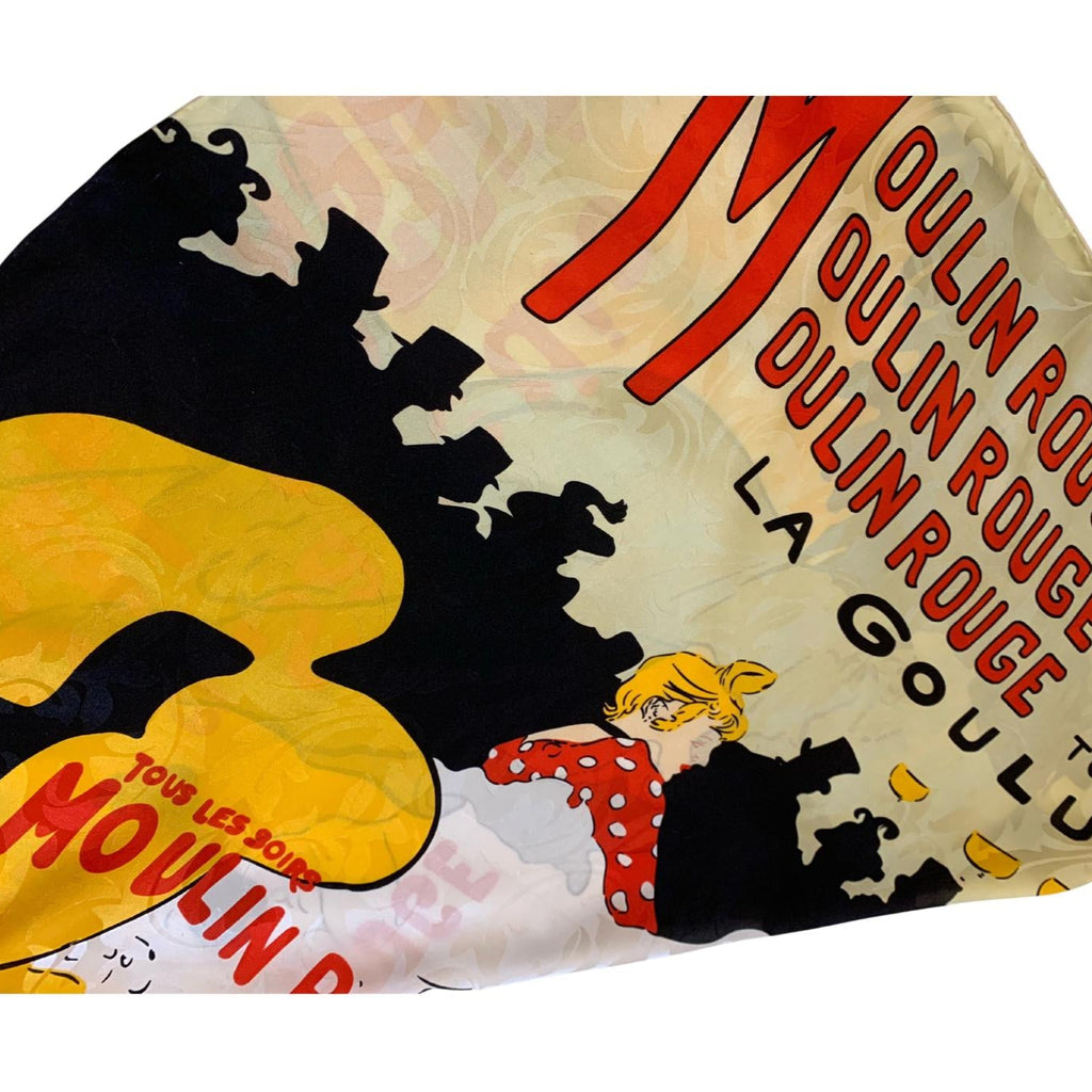 Silk Scarf Moulin Rouge La Goulue Collectible Toulouse-Lautrec Rare Made in France Square Scarf for Art Lovers