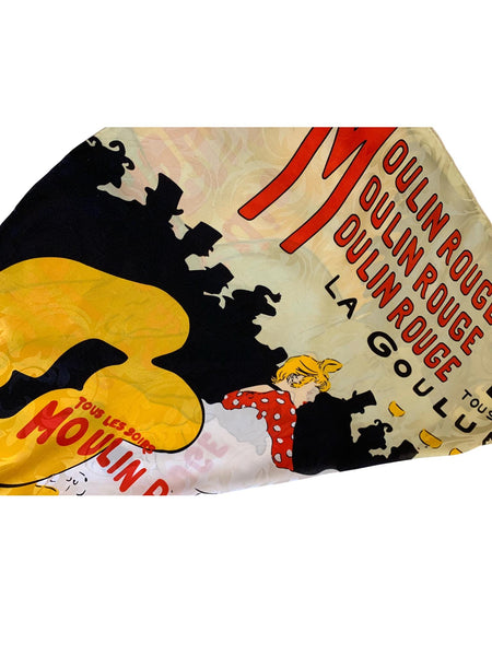 Moulin Rouge La Goulue Collectible Toulouse-Lautrec Rare Made in France Square Scarf for Art Lovers