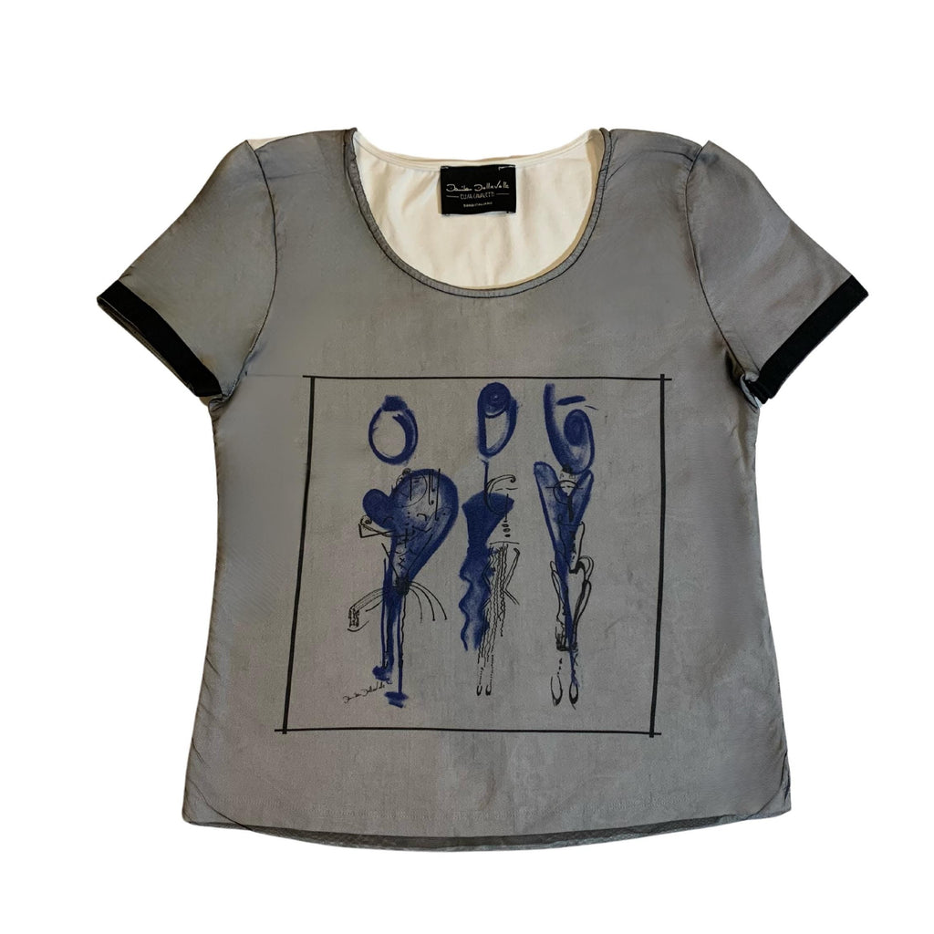 Elisa Cavaletti artistic designer top, Made in Italy, size small, breathable fabric