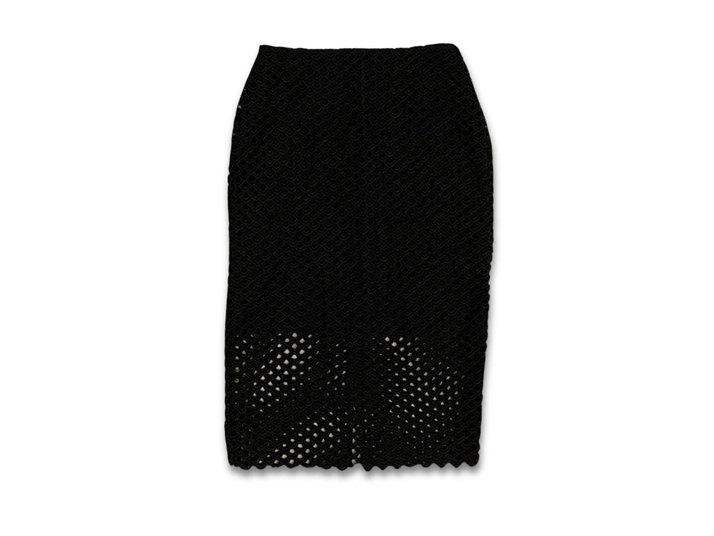 Scandinavian fashion black lace skirt, sophisticated feminine detailing