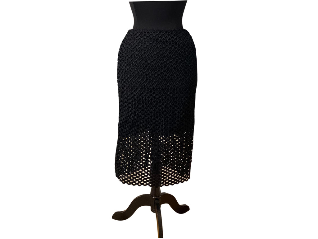 Part Two Copenhagen black Guipure lace skirt, scalloped hem, fully lined, EU 38