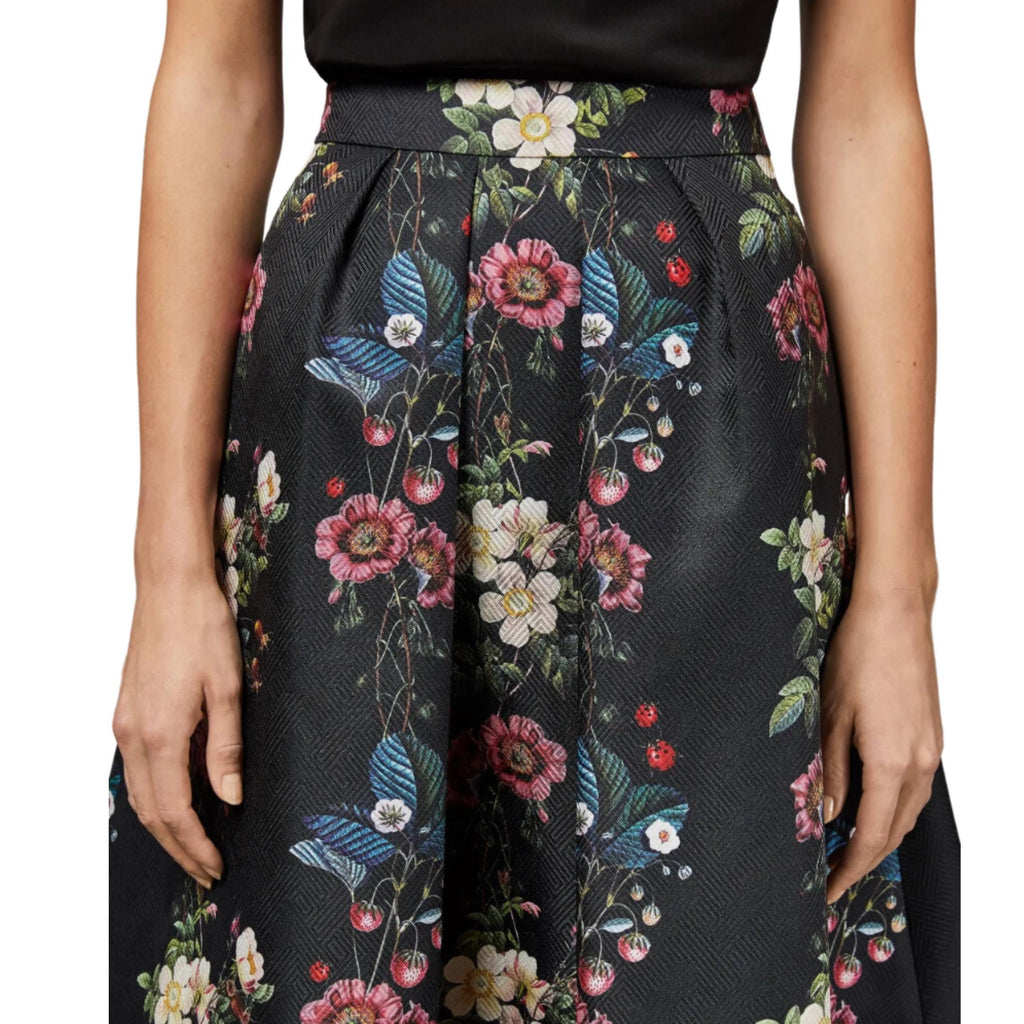 Designer floral A-line skirt, Ted Baker classic style, sophisticated wardrobe essential