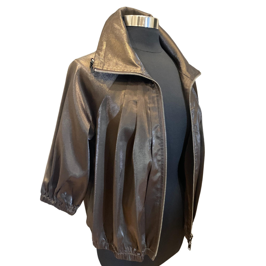 DKNYC metallic brown bomber jacket blazer, full zip-up, balloon sleeves, pre-loved