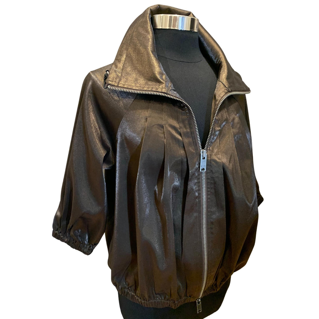 Fashion-forward bomber jacket, DKNY women’s outerwear, versatile layering piece