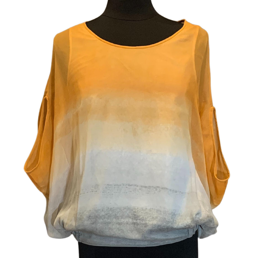Diane Von Furstenberg ombre silk batwing top, size small, pre-loved luxury