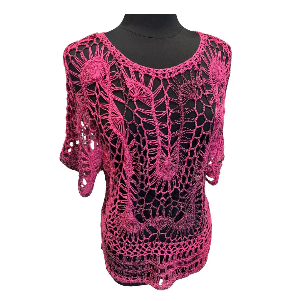 German designer Crisca top, soft cotton blend, boho romantic short sleeve knit