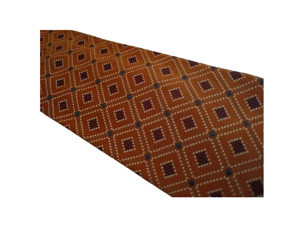 Ermenegildo Zegna Geometric Silk Tie – Orange and Burgundy, 4” Width, Made in Italy Ermenegildo Zegna Tie - 100% Silk - Made in Italy