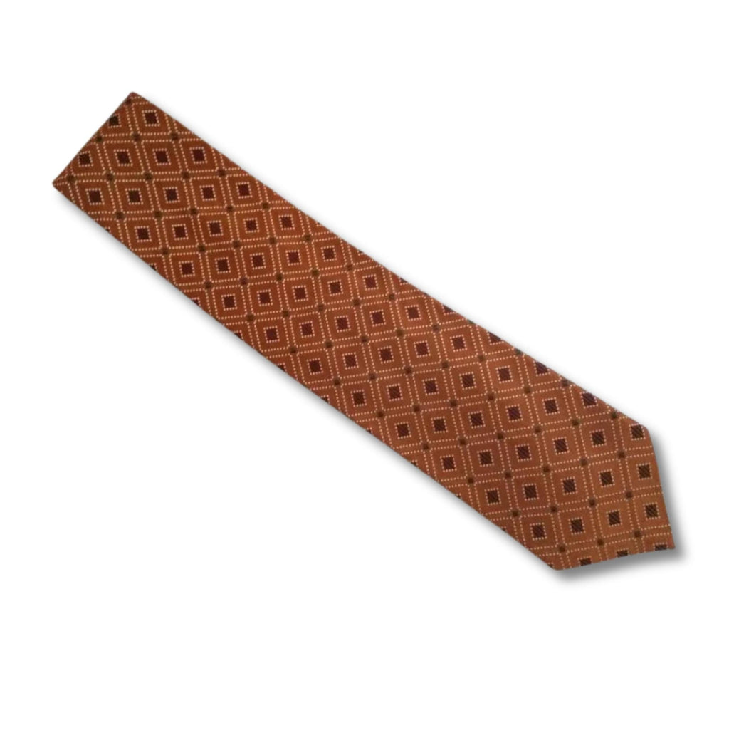 Ermenegildo Zegna Geometric Silk Tie – Orange and Burgundy, 4” Width, Made in Italy Ermenegildo Zegna Tie - 100% Silk - Made in Italy