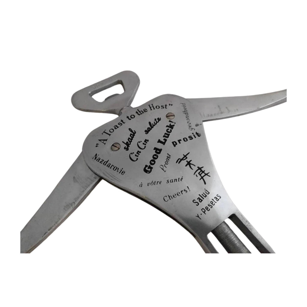 Vintage Carlo Gemelli 1950s Corkscrew & Bottle Opener Set – “Barman” Double Lever Design, Made in Italy