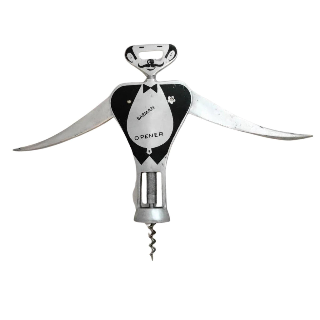 Vintage Carlo Gemelli 1950s Corkscrew & Bottle Opener Set – “Barman” Double Lever Design, Made in Italy