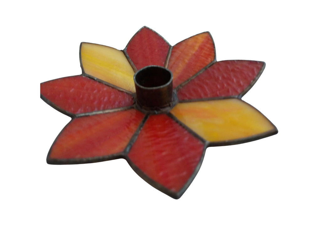 Candle Holders colored glass stained glass style candle holders Rare candle holder Vintage Mid-Century Flower Design candleholder