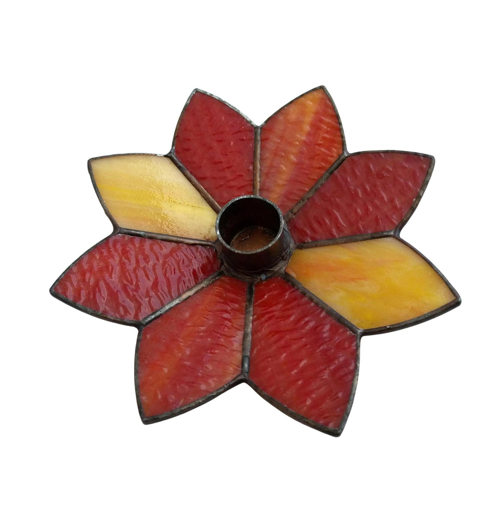 Candle Holders colored glass stained glass style candle holders Rare candle holder Vintage Mid-Century Flower Design candleholder
