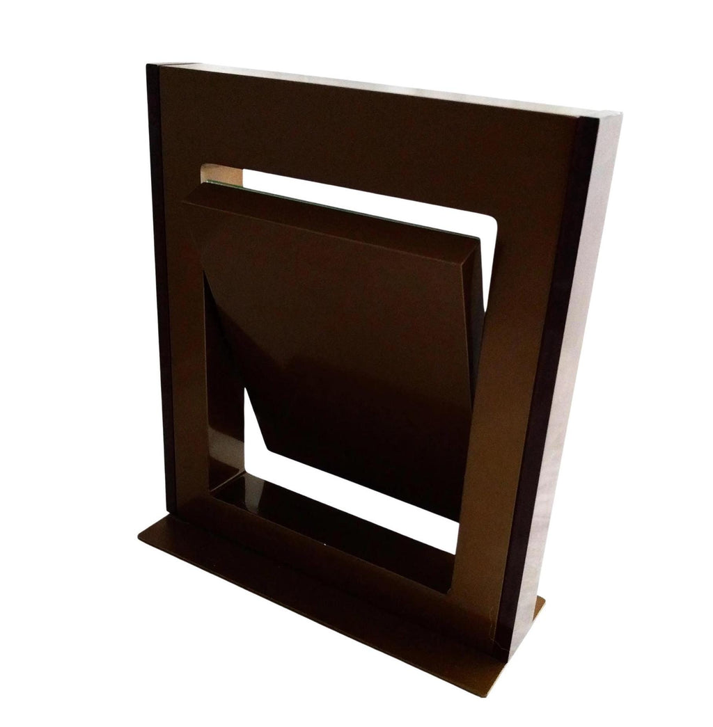 Rare Gucci Table Mirror – Authentic Vintage Pivoting Mirror, Brown Metal & Wood Finish, 12" x 10", Collectible Designer Piece
