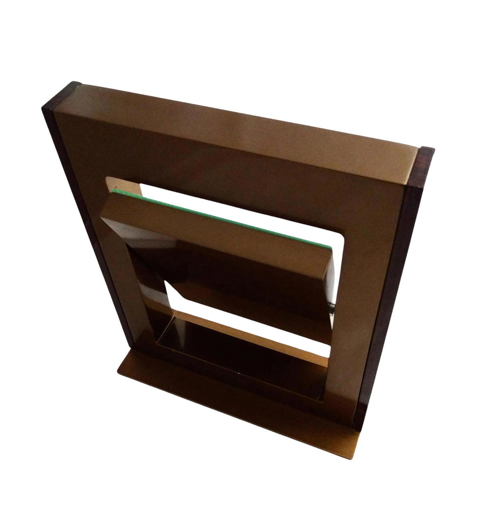 Rare Gucci Table Mirror – Authentic Vintage Pivoting Mirror, Brown Metal & Wood Finish, 12" x 10", Collectible Designer Piece