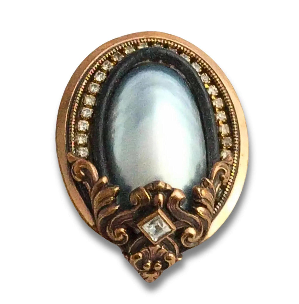 Rare Ermani Bulatti pearl brooch, 1980s handmade Dutch design, silver-plated