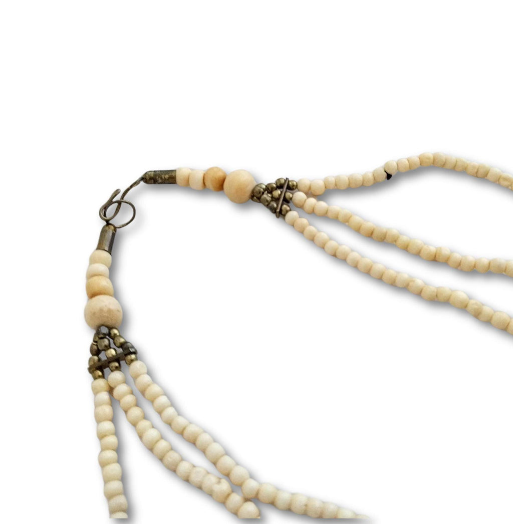 Vintage 1960s Three-Strand Boho Necklace – Multi-Strand Statement Necklace, Retro Layered Design, Bohemian Jewelry Vintage Beaded Necklace