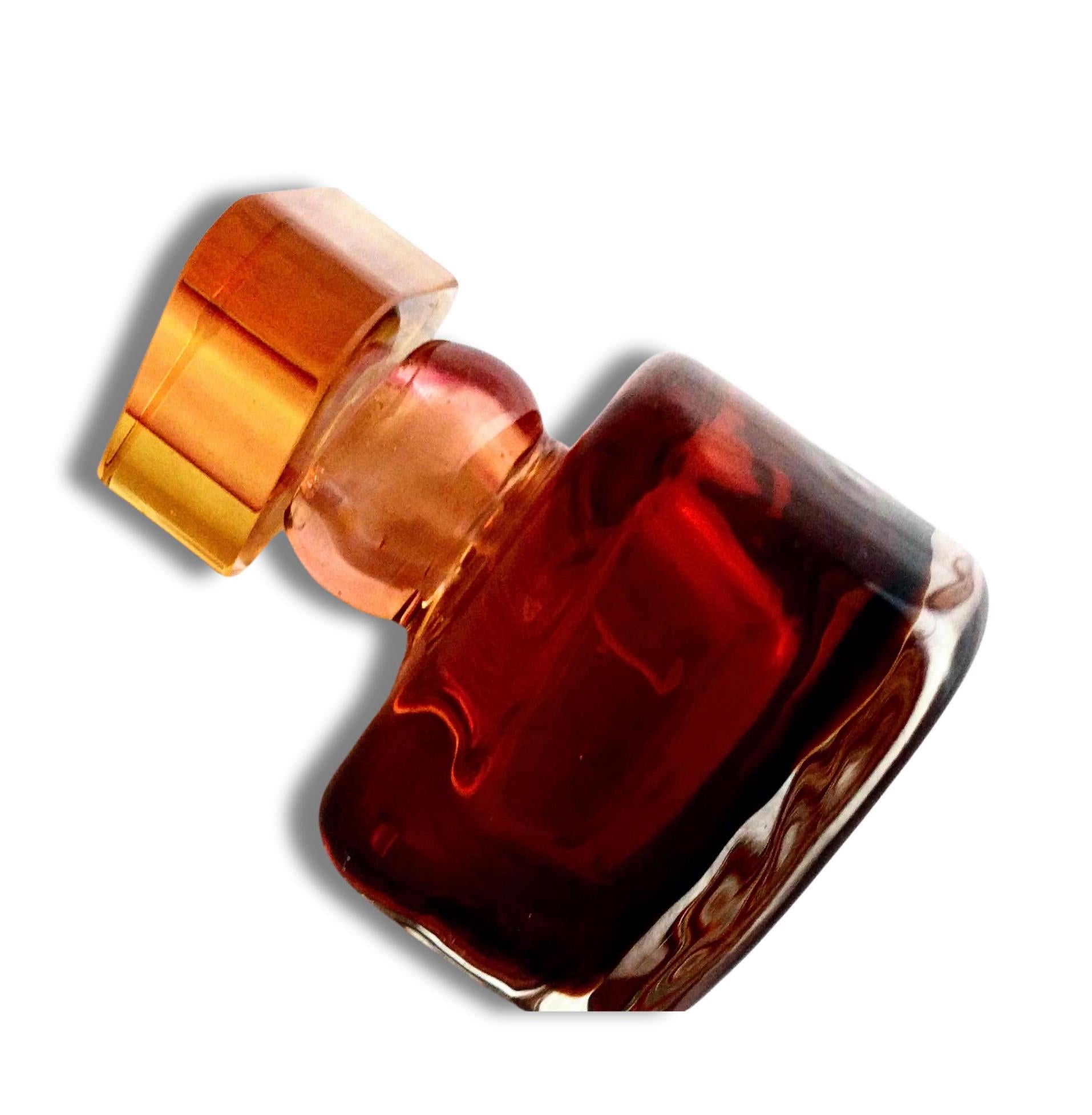 Perfume bottle vintage Murano perfume bottle amber small art Glass Perfume Bottle rare