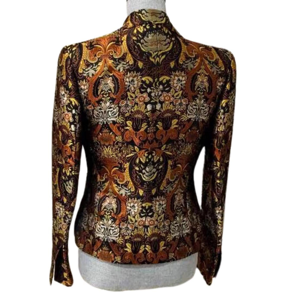 Richard Tyler Brocade Blazer – Rare Silk Gold Jacquard Blazer, Luxury Designer Blazer, Vintage Statement Piece