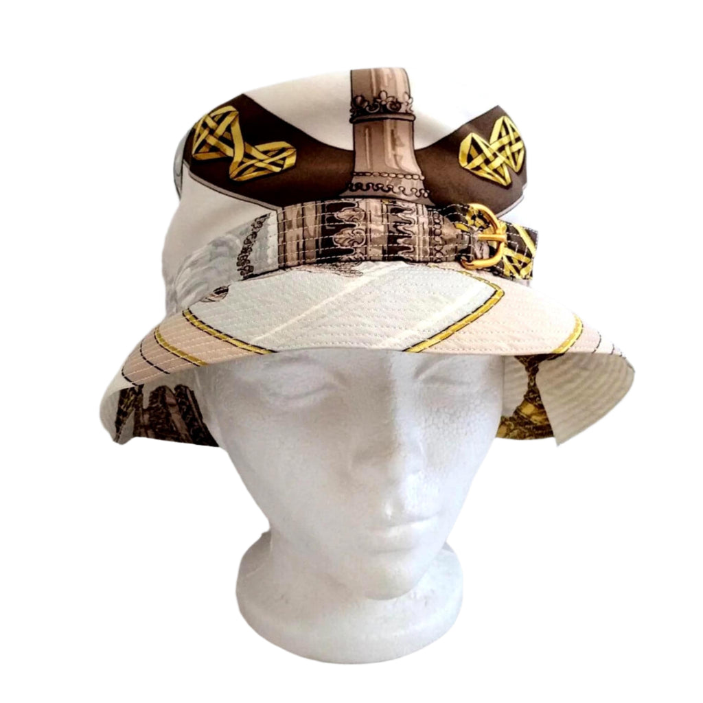 Hat Hermes Silk Hat Safari HERMES Vintage Silk bucket hat by Hermes Feux de Route hat silk women hat