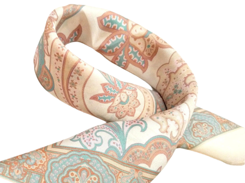 Italian silk scarf - small size Como silk scarf - Made in Italy - Cream silk scarf