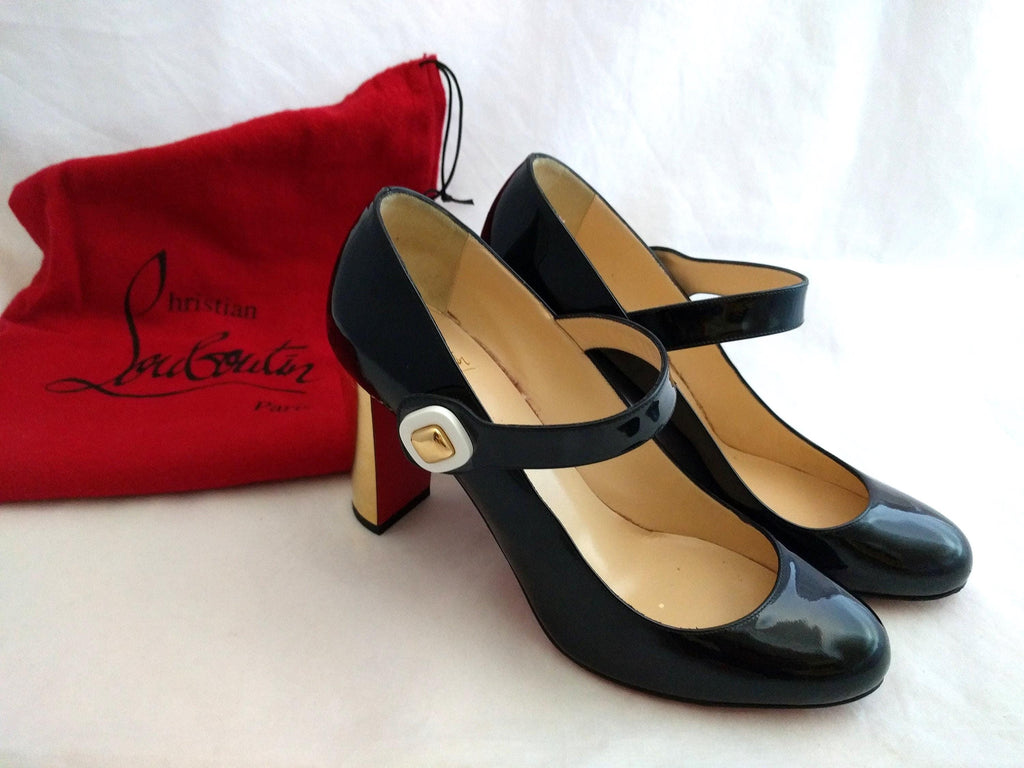 Christian Louboutin BIBABA Mary Jane Pumps – Black Patent 38.5 Red Sole