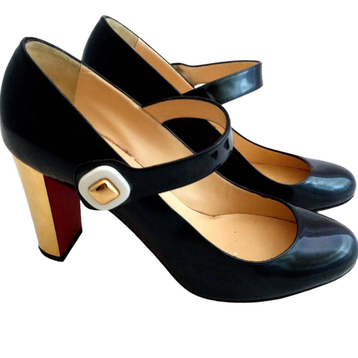 Christian Louboutin BIBABA Mary Jane Pumps – Black Patent 38.5 Red Sole
