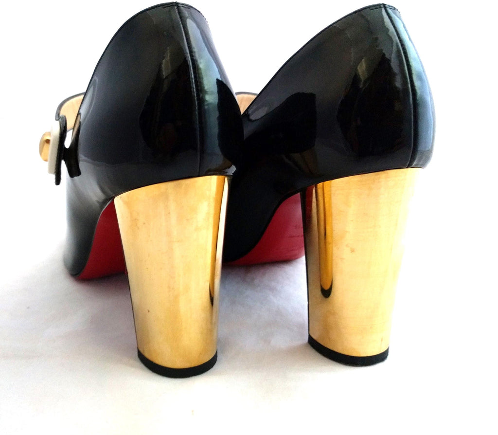 Christian Louboutin BIBABA Mary Jane Pumps – Black Patent 38.5 Red Sole