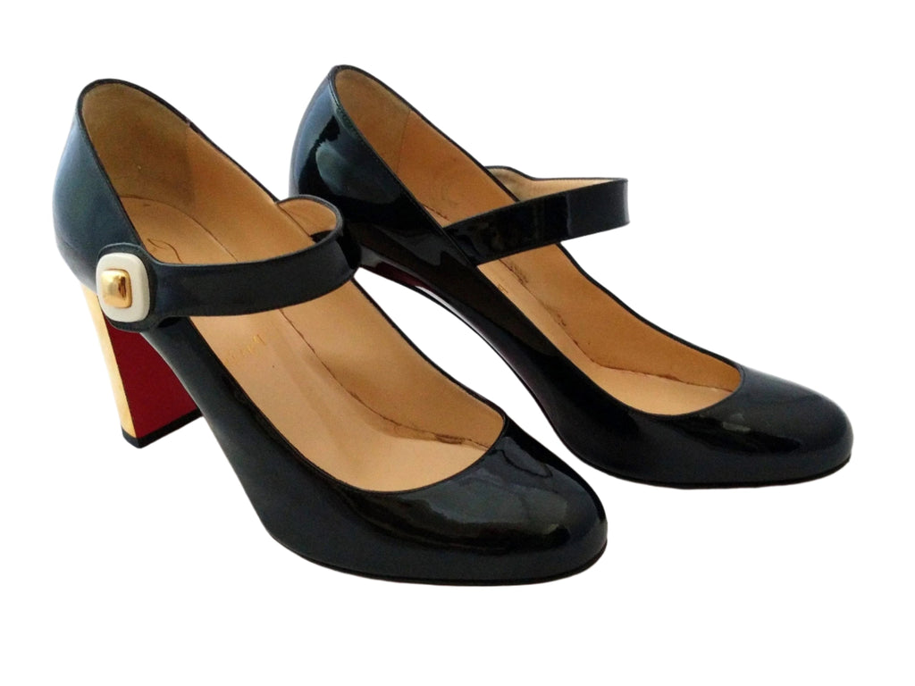 Christian Louboutin BIBABA Mary Jane Pumps – Black Patent 38.5 Red Sole