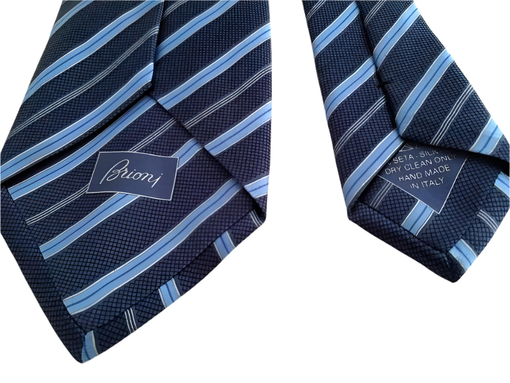 Silk Tie - Striped Micro Pattern Brioni Tie | Handmade in Italy, Elegant Gift for Men, Luxury Accessories