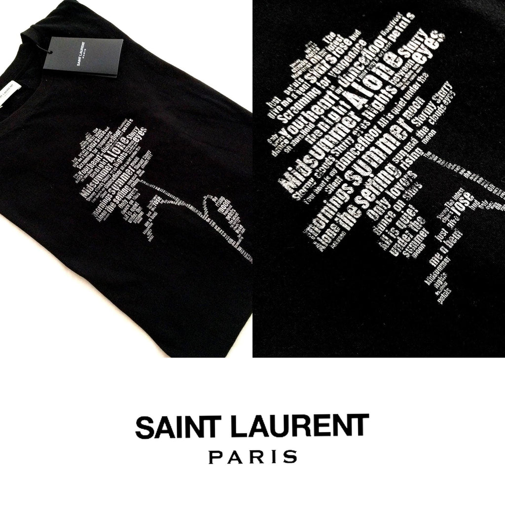 Luxury Saint Laurent YSL t-shirt, black, 100% cotton, made in Italy, slim fit - Authentic YSL crewneck t-shirt