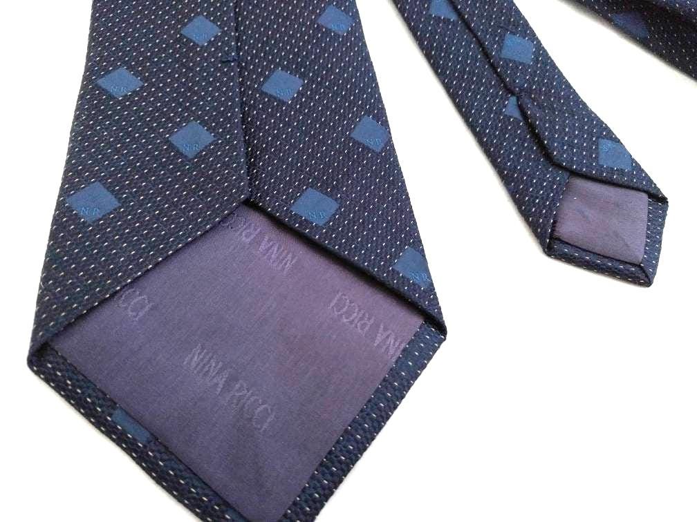 Tie NINA RICCI necktie Blue hand made tie Made in France Vintage tie for him blue tie