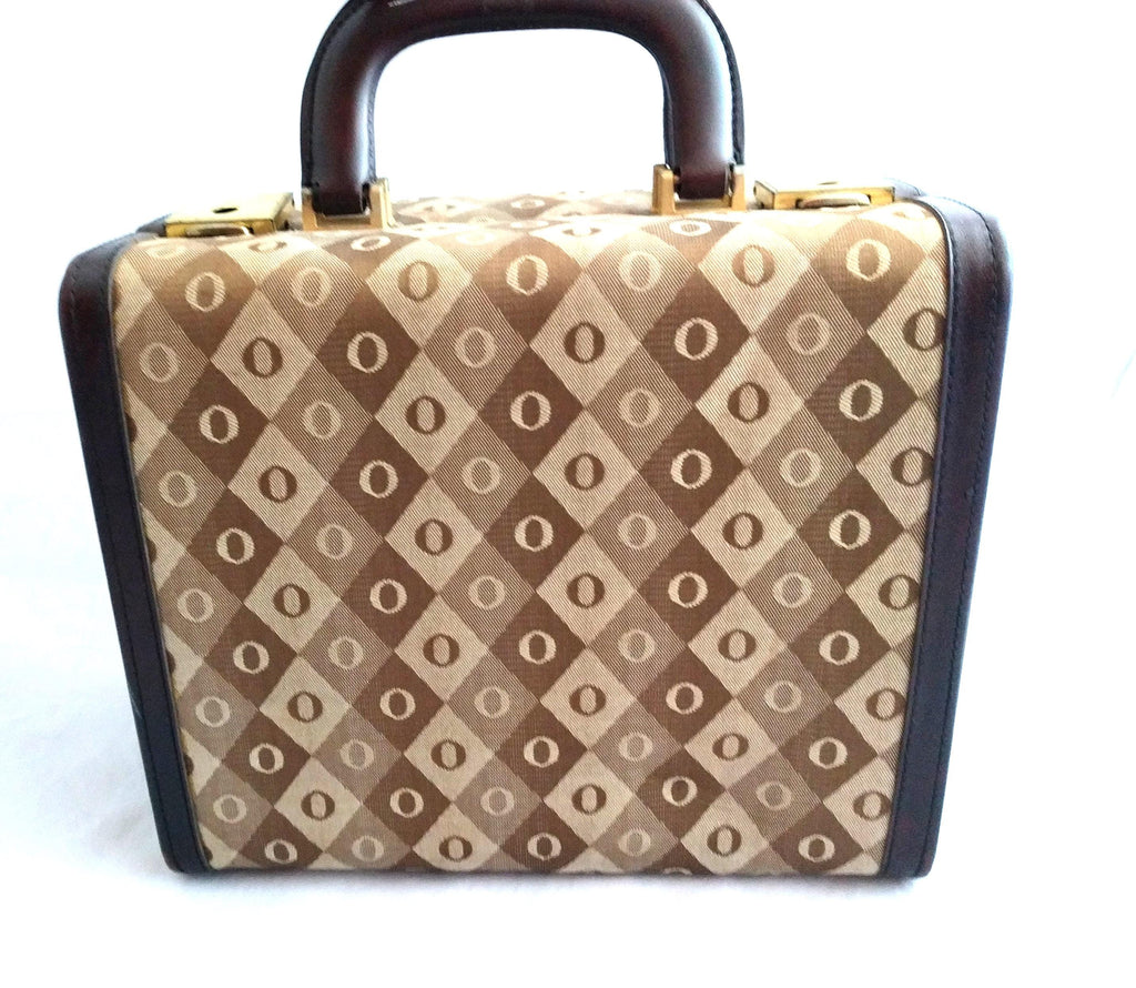 Vintage Leather Travel Case – Hard Shell Makeup and Toiletry Bag, Two Compartments, Rare Retro Design