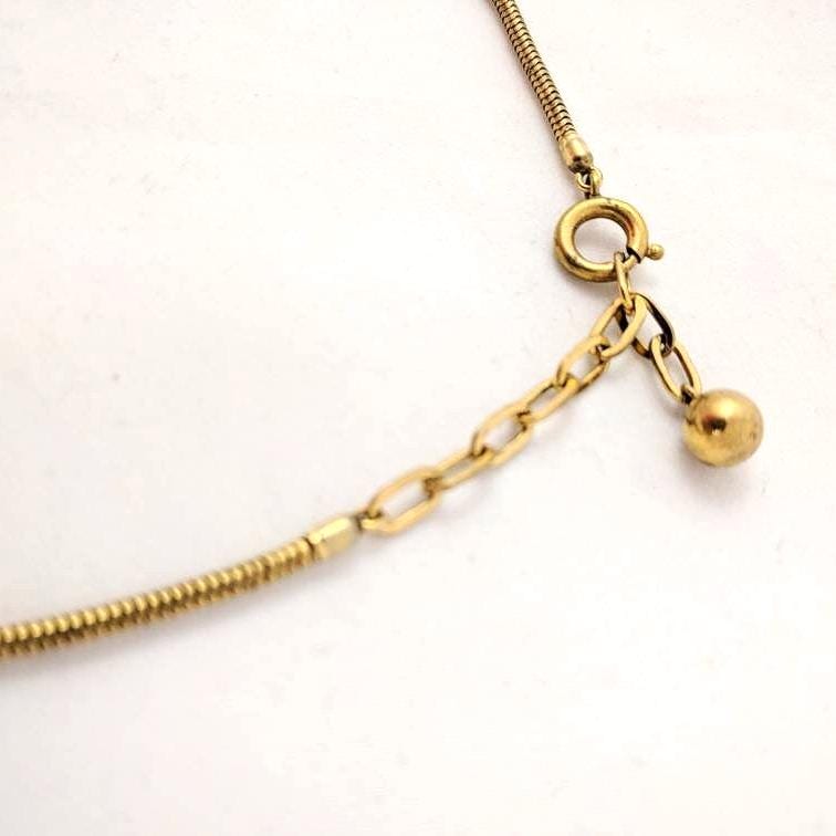Vintage Egyptian Revival Necklace – Mother of Pearl & Brass, Esha Randel for Doso, Statement Pendant Necklace