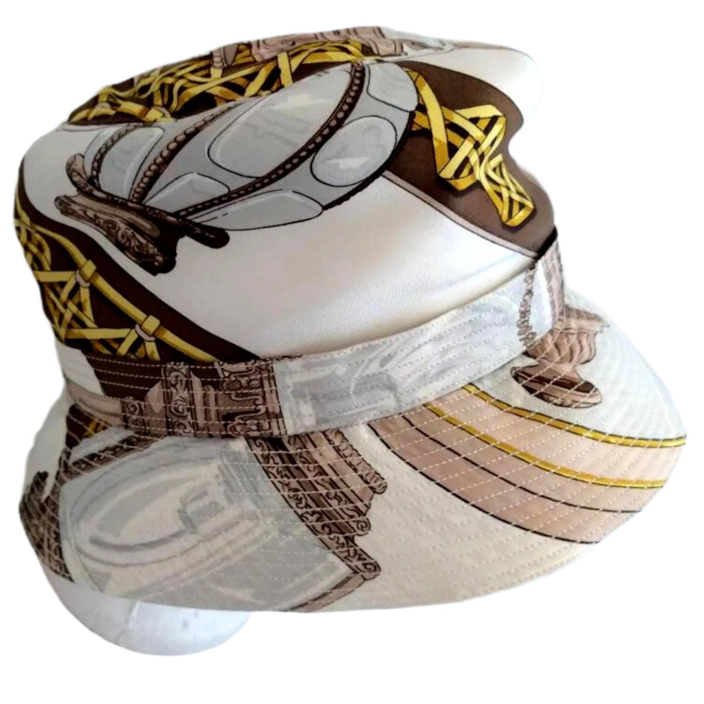 Hat Hermes Silk Hat Safari HERMES Vintage Silk bucket hat by Hermes Feux de Route hat silk women hat