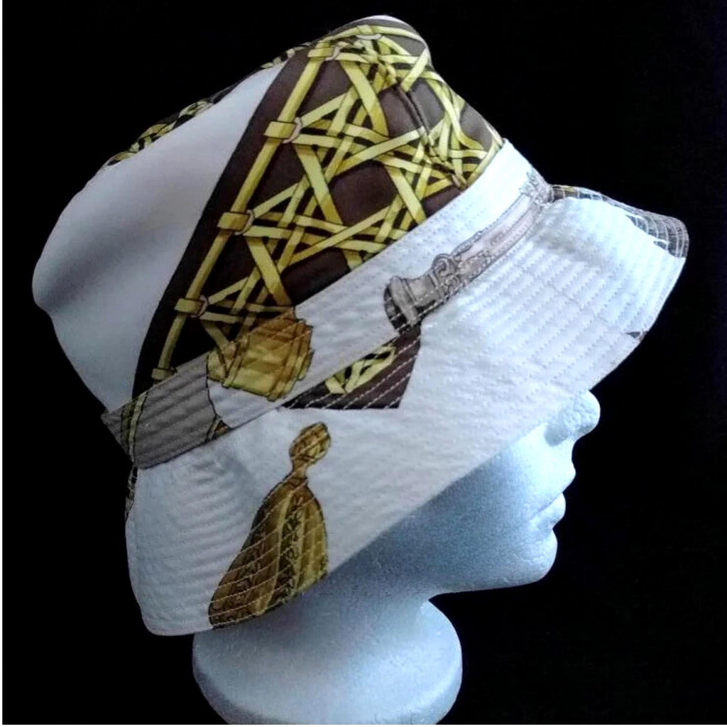Hat Hermes Silk Hat Safari HERMES Vintage Silk bucket hat by Hermes Feux de Route hat silk women hat