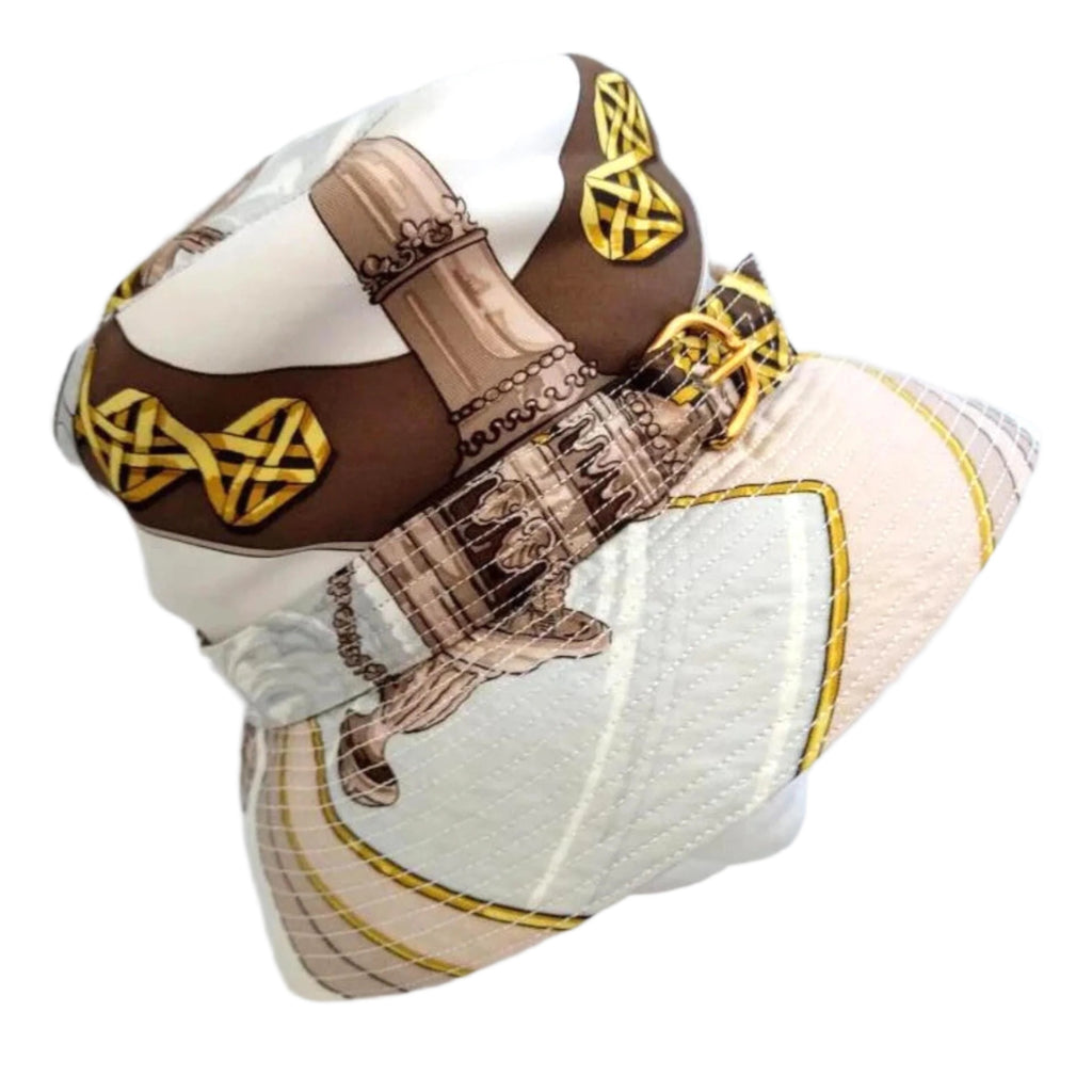 Hat Hermes Silk Hat Safari HERMES Vintage Silk bucket hat by Hermes Feux de Route hat silk women hat