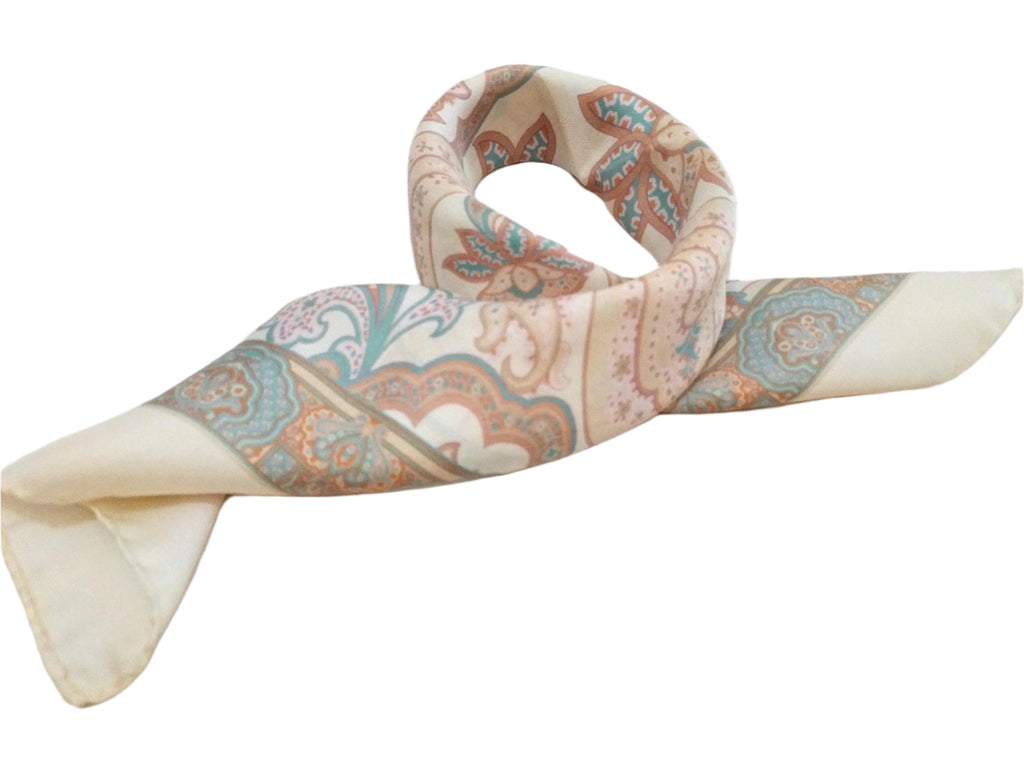 Italian silk scarf - small size Como silk scarf - Made in Italy - Cream silk scarf